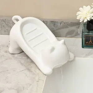 Cute Cartoon Cat Soap Dish – Hole-Free Minimalist Design Water-Resistant Easy to Clean TikTok Viral Cat Lover Gift