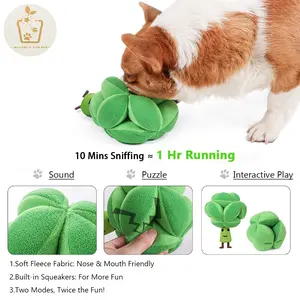 2-in-1 Broccoli Dog Snuffle Ball Toy, Retractable Snuffle Ball with Squeakers,Interactive Squeaky Plush Puzzle for Boredom, Soft Fleece Treat Dispensing Enrichment Toy for Small Medium Dogs