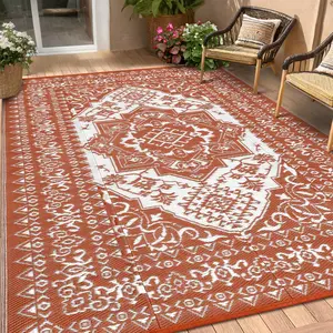 Retro Print Outdoor Rug Double-Sided Garden Decor Large Size Plastic Straw Woven Patio Rug Washable and Foldable for Balconies Beaches Picnics and RVs camping rug