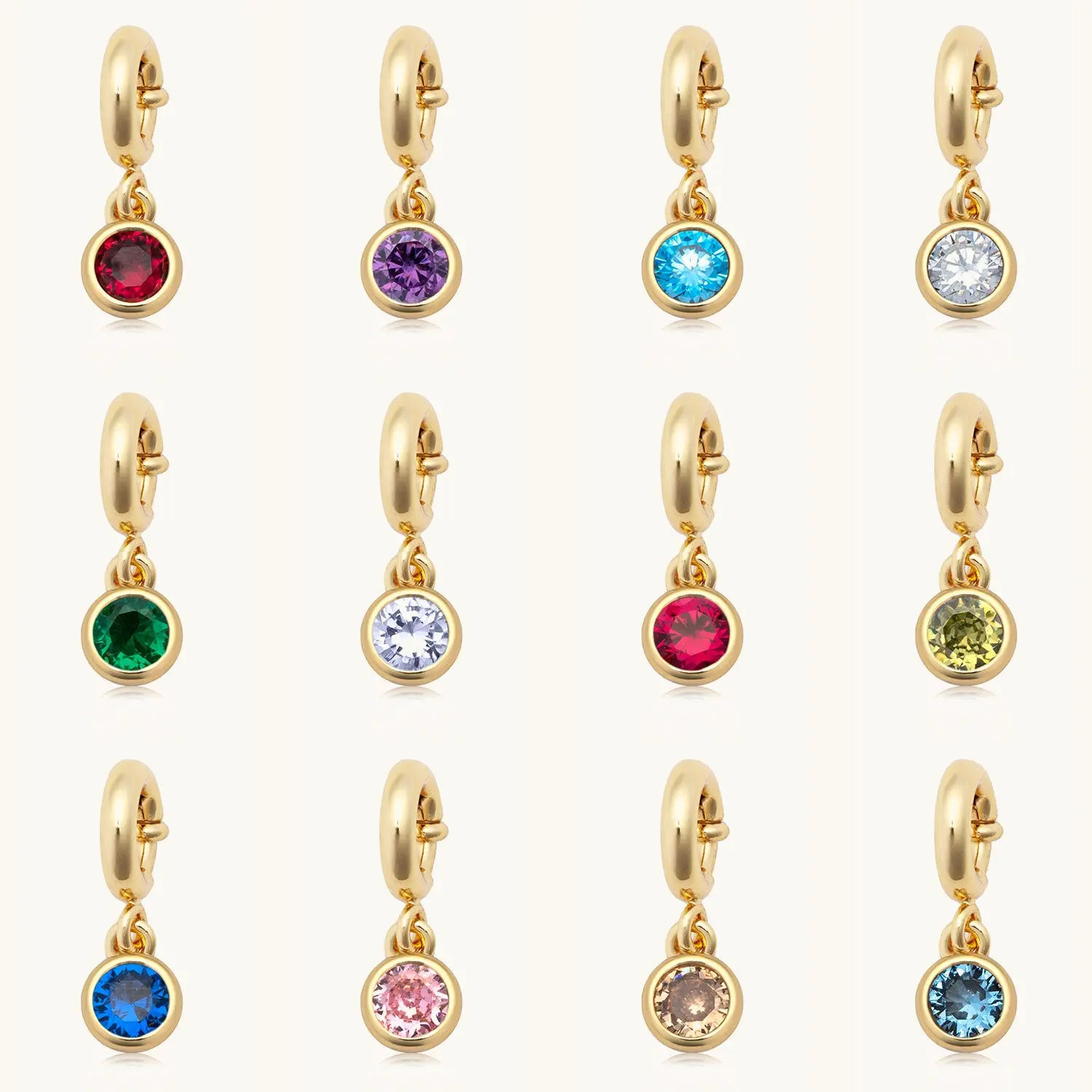 Little Words Project, Birthstone Charm, 14K Gold-Plated with Cubic Zirconia – Choose Your Size