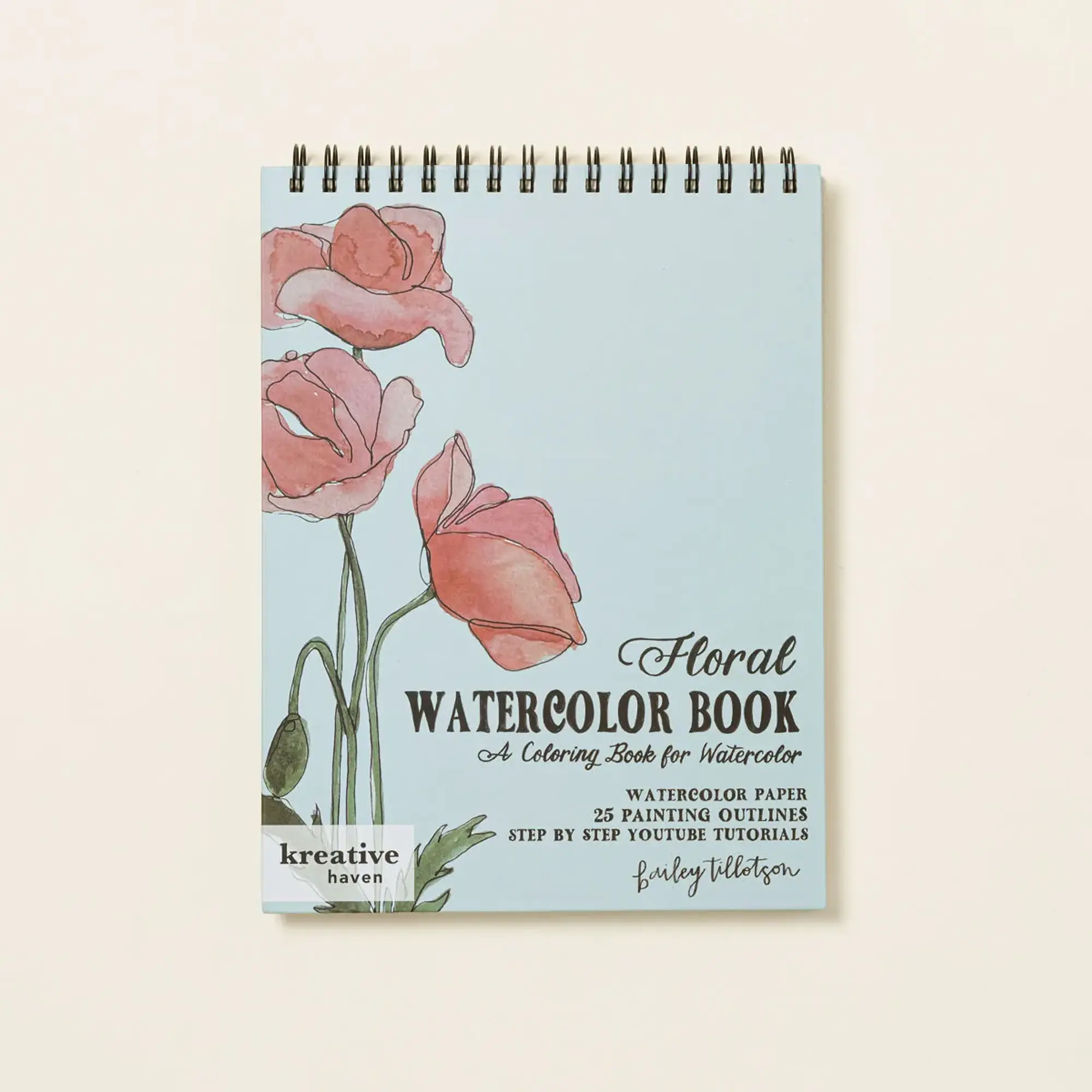 Watercolor Coloring Book with Tutorials by Kreative Haven