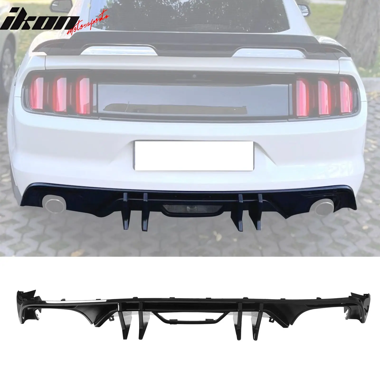 Rear Bumper Diffuser for Ford Mustang 2015-2017 Speed Style Gloss Black PP Car Accessories Car Rear Diffuser