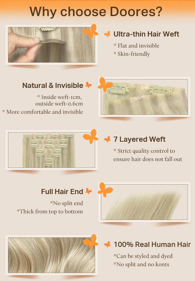 Doores 100g Seamless Clip In Hair Extensions Remy Human Hair Extensions Natural Straight Beginner Friendly Comfortable- Skin Weft PU Clip in Hair Extensions Doores 100g Seamless Clip In Hair Extensions Remy Human Hair Extensions Natural Straight Beginner Friendly Comfortable- Skin Weft PU Clip in Hair Extensions