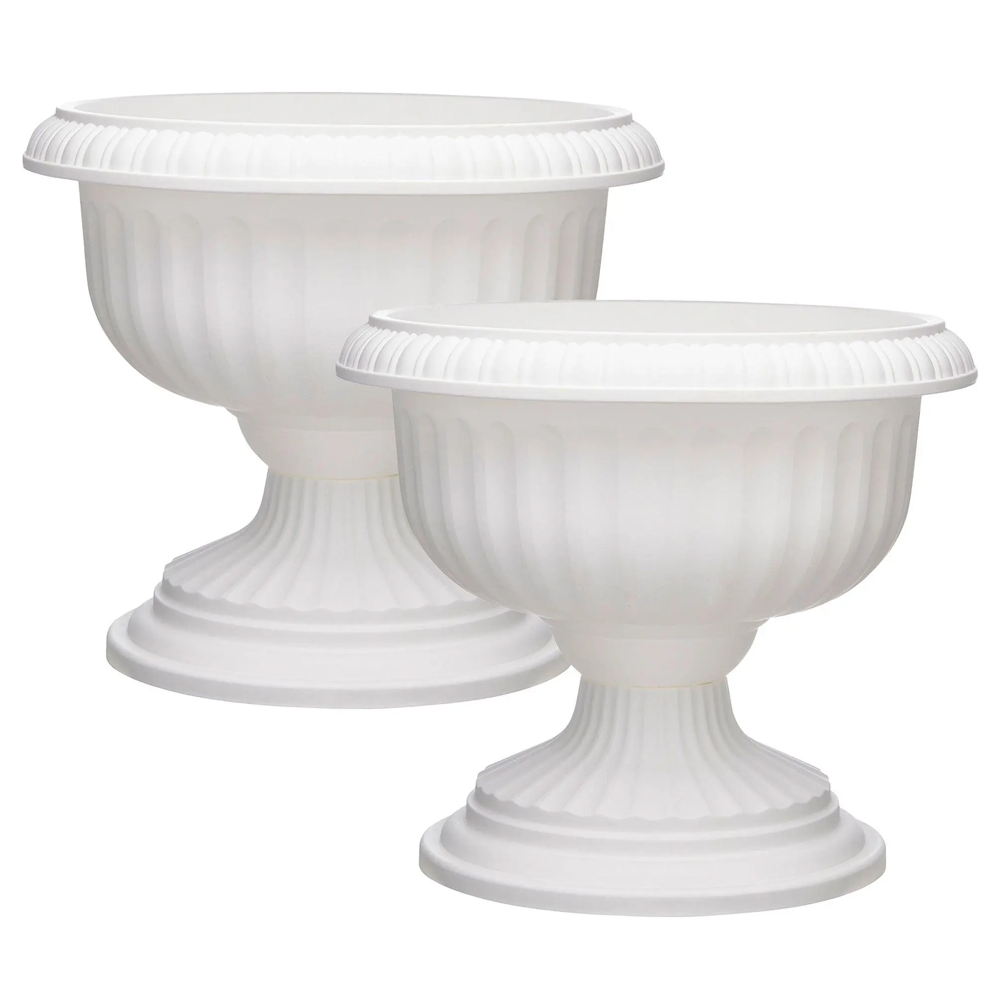 Southern Patio Dynamic Outdoor 18" Resin Grecian Urn Planter Pot, White (2 Pack) Southern Patio Dynamic Outdoor 18" Resin Grecian Urn Planter Pot, White (2 Pack)