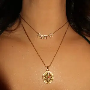 EVRY JEWELS Gold or Silver Plated Stainless Steel Women's Pretty Necklace