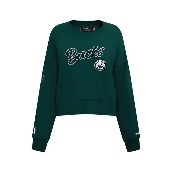 Women's Pro Standard Crystalline Milwaukee Bucks Crewneck Sweatshirt