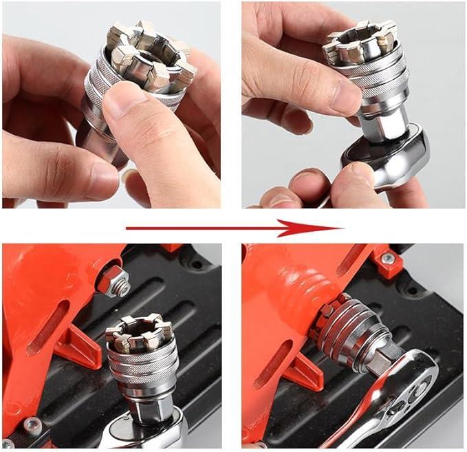 Multi-Function Universal Socket Wrench Tool - Universal Maintenance Tool, Adjustable Universal Socket Wrench, Universal Socket Tool for 3/8" Drive Ratchet Torque Wrench & Power Drill (1pc)
