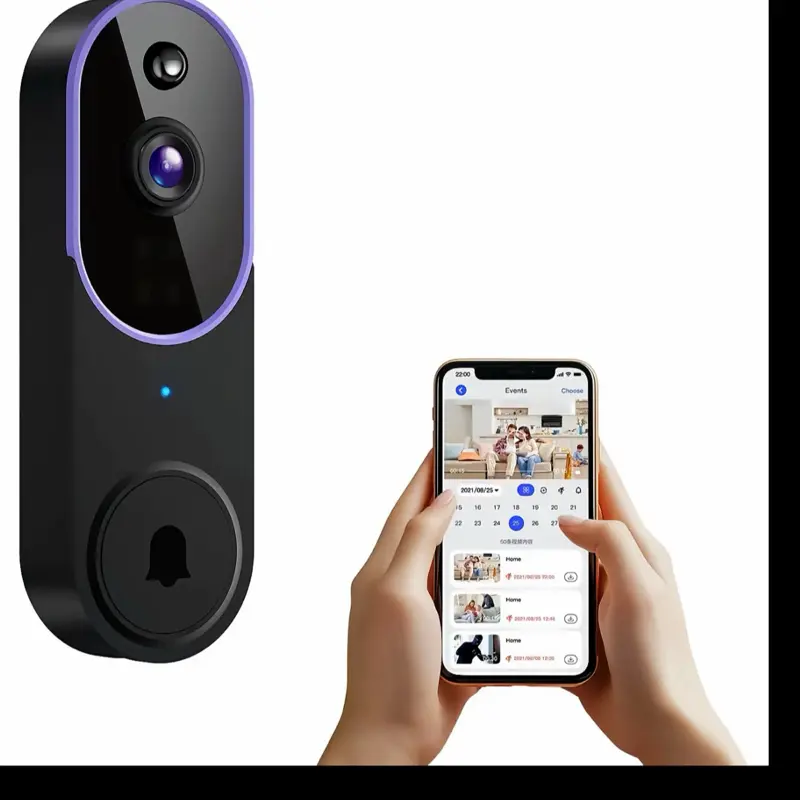 1080P Wireless Video Doorbell Camera, Smart AI Human Detection, Live View, Cloud Storage, Night Vision, Two Way Audio, Instant Alert, 2.4G WiFi Only, Indoor/Outdoor Surveillance Cam for Home Security System(Live View and Video Playback need Cloud Storage