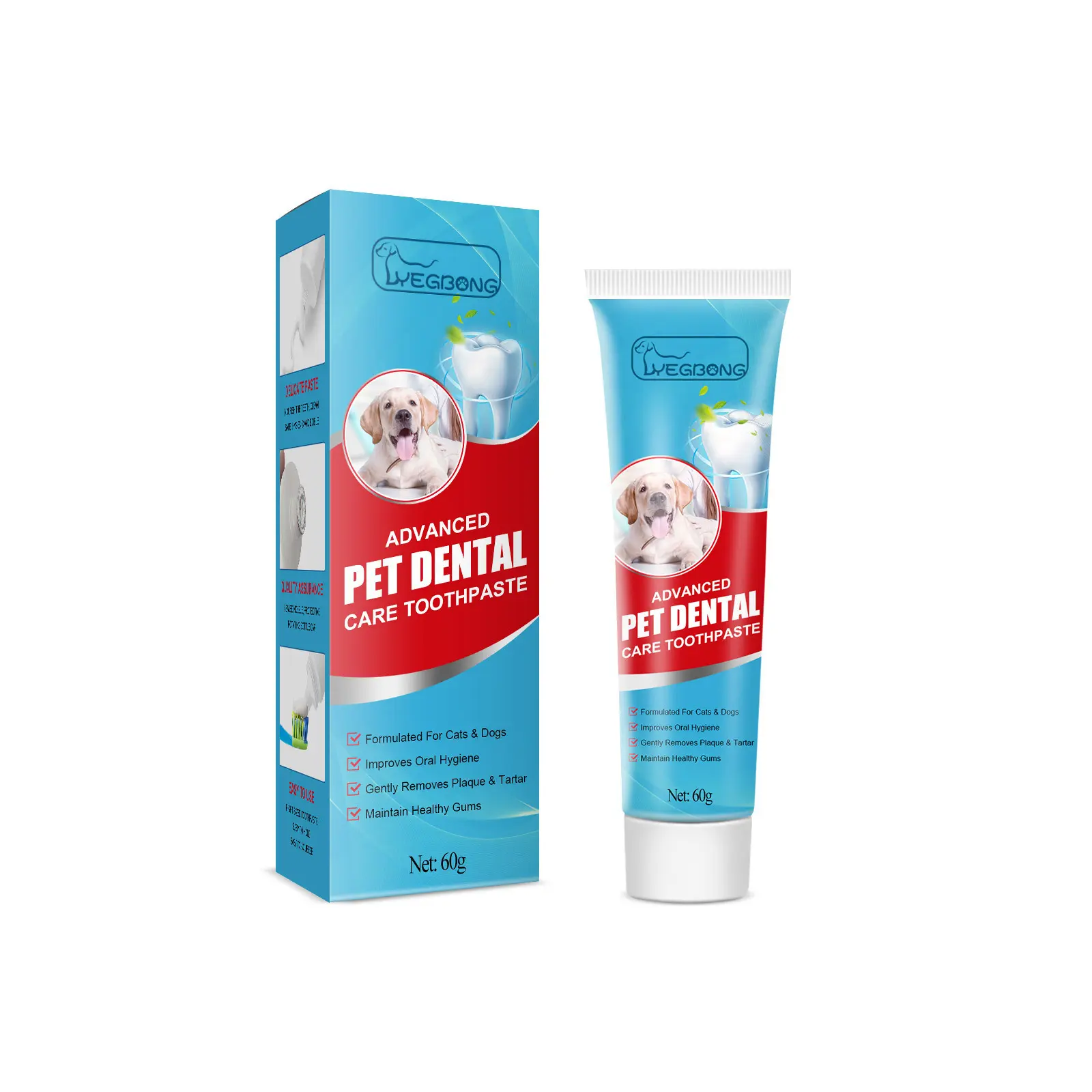 Yegbong Pet Toothpaste Advanced Dental Care for Dogs & Cats 60g Improves Oral Hygiene Removes Plaque Tartar