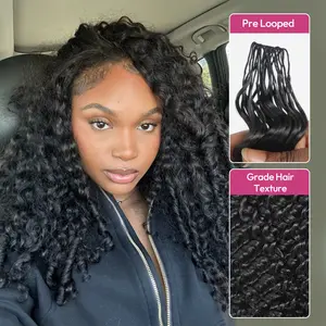 [NEW IN] West Kiss Burmese Curly Crochet Human Hair for Mircale Knots Boho Braids Knotless Pre-Separated 50g/Bundle Deep Wave Human Hair Extensions