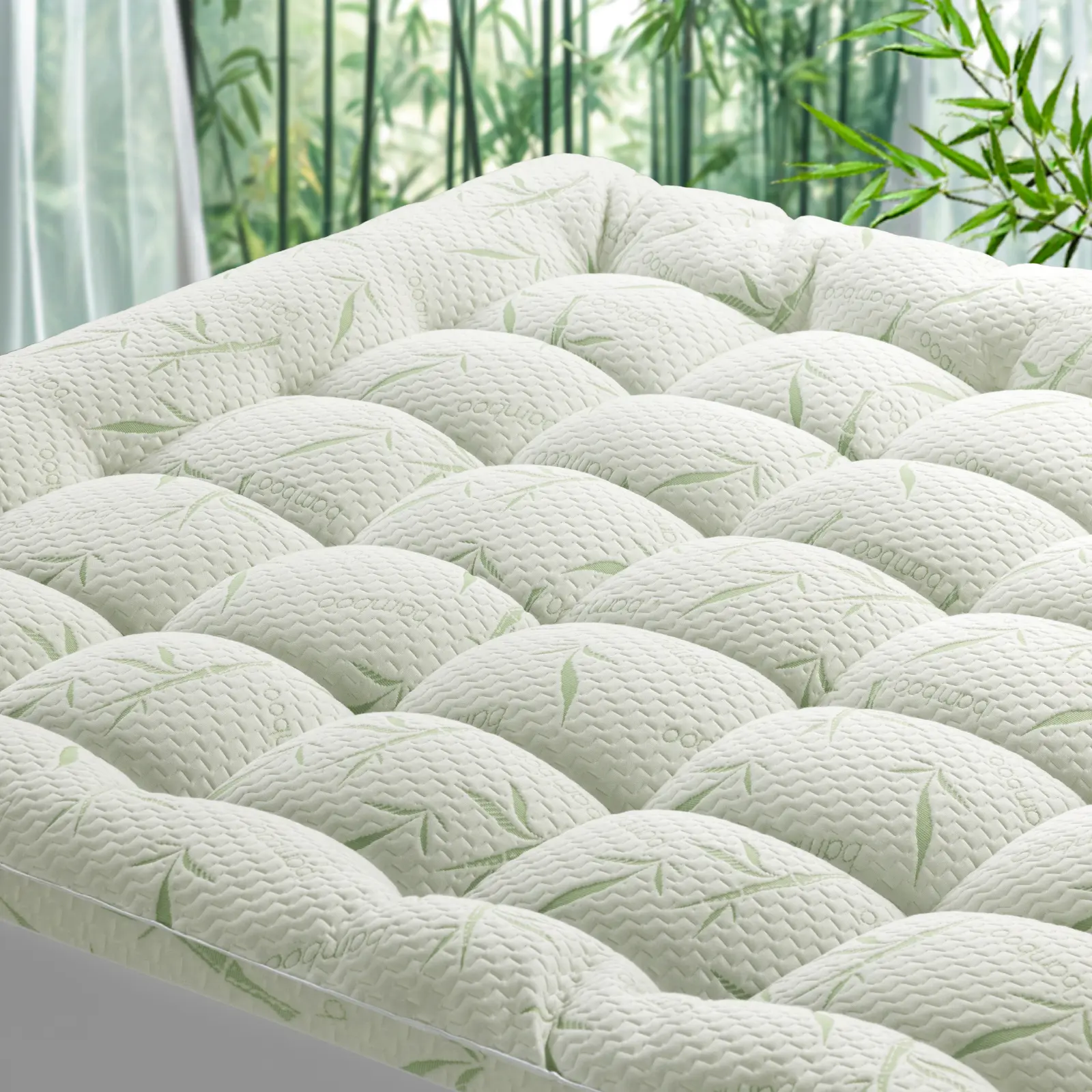 Shilucheng Mattress Topper - Extra Thick Soft Mattress Protector, Cooling Down Alternative Fill, Bamboo Top Mattress Pad Cover with 8-21" Deep Pocket, Breathable & Comfortable