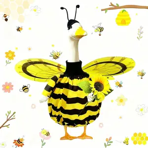 Spring & Easter Porch Goose Outfit for 17-23 Inch Garden Decor, Interchangeable Bee & Ladybug Costume for Seasonal Party, Funny Backyard Decoration（Goose Sculpture not Included）