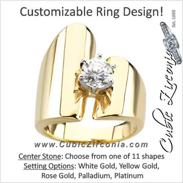 Cubic Zirconia Engagement Ring- The Mia Caitlin (Customizable Wide Ultra-modern Asymmetrical Solitaire)