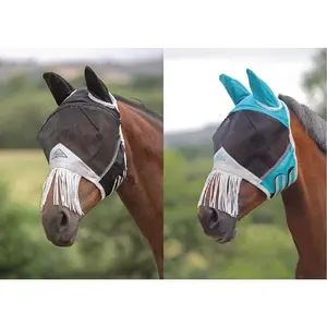 Shires Fine Mesh UV Fly Mask with Ears & Nose Fringe