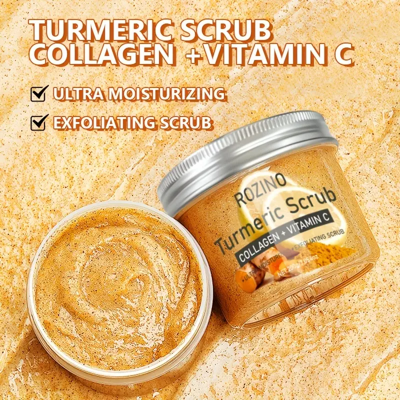 Ultra - Moisturizing & Exfoliating! Rozino Turmeric Scrub, Boosted by Collagen & Vitamin C