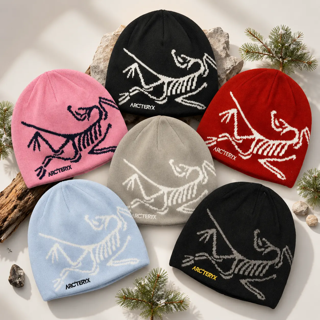 Winter Legacy Climbing Skiing Snowboarding Outdoor Wear - Arc"teryx Bird Head Toque Y2K Classic Unisex Winter Beanie Multi-Color Variant Grid | Breathable Wool Blend Thermal Knit Cap