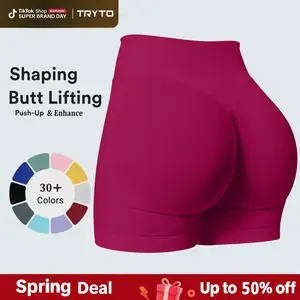 TRYTO Impact Shorts Fitness Sportswear Women Hidden Scrunch Activewear Compression Gymwear Workout Comfortable High Stretch Skinny Shorts Invisable Butt Lifting Seamless