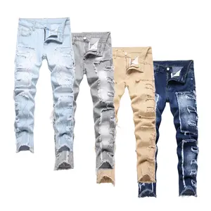 Boy's Skinny Fit Ripped Destroyed Distressed Fashion Denim Jeans Pants