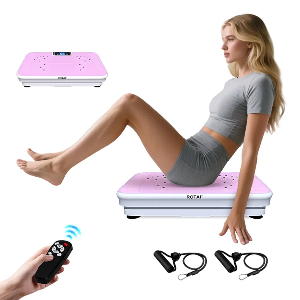 ROTAI Compact Vibration Platform with Plates & Workout Straps, Lymph Drainage & Circulation Support, Full Body Fit Home Gym Equipment, 99 Adjustable Speed Levels, Multiple Modes, Remote Control, Non-Slip, 300 lbs Capacity, Display Screen, Unisex, Vibratio