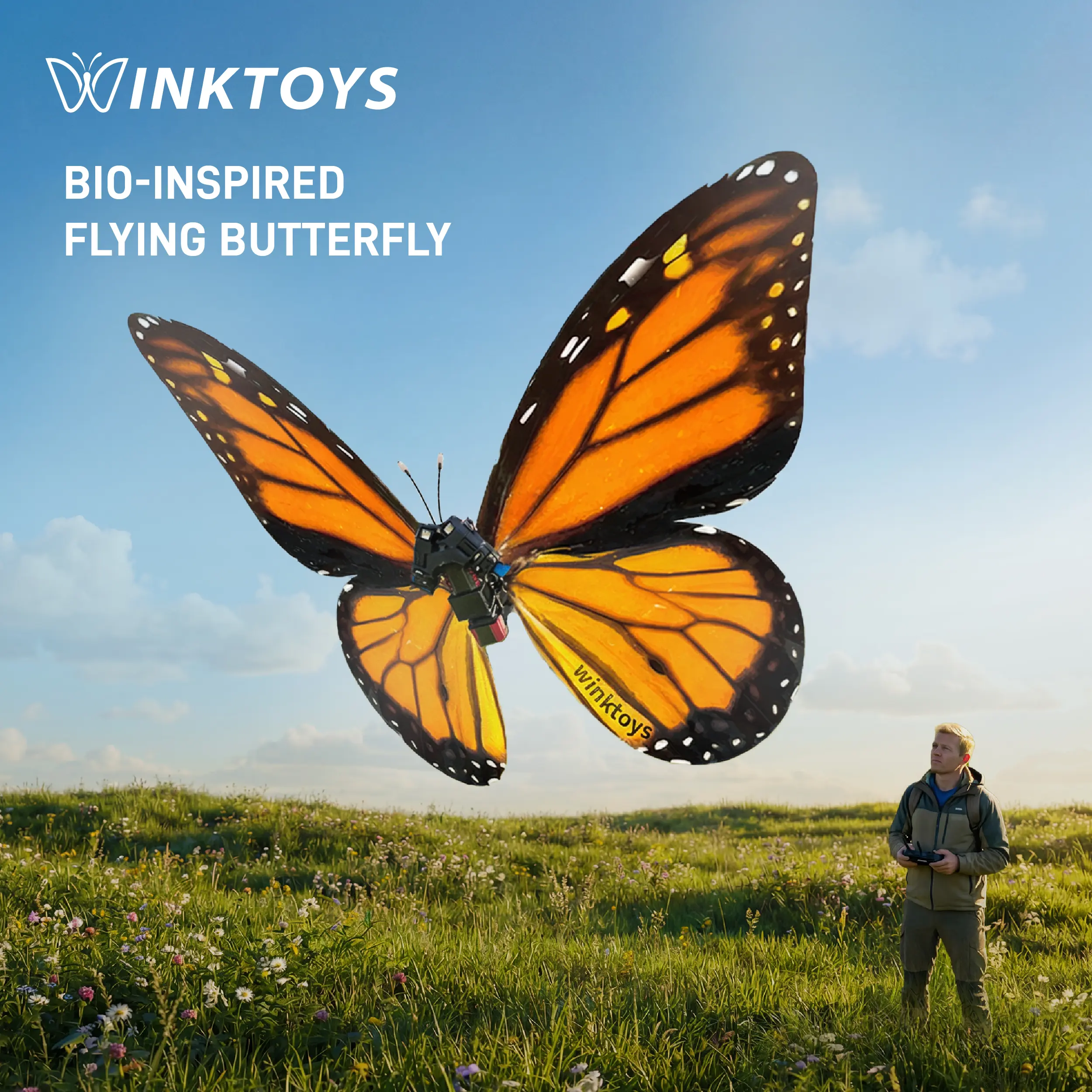Bio-Inspired Flying Butterfly,winktoys Remote Control Realistic Butterfly with Flapping Wings,Bionic Flight Technology, Monarch Butterfly Design,Luxury Tech Gift, Decorative Display, Perfect for Spring Outings,outdoor fun,Party Toy,Cool Gifts,