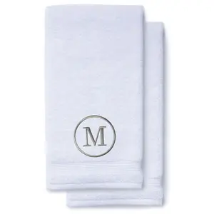 Turquaz Premium Turkish Personalized Hand Towels - Classic Initial (Set of 2) - 100% Cotton, 16x30