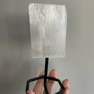 Raw Selenite on stand