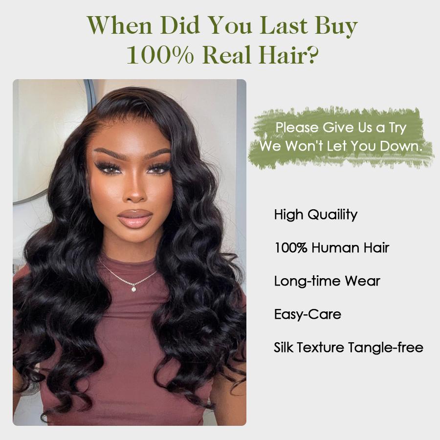 Caleber Hair 13x6 Lace Front Wigs Human Hair Pre Plucked 200 Density HD Body Wave Lace Front Wigs Human Hair Frontal Wigs  for Women Pre Plucked Black wig