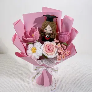 Handmade Crochet Graduation Bouquet with Spider Hero Doll, Class of 2026 Grad Gift, Sunflower Amigurumi Keepsake Flower Bouquet for Her