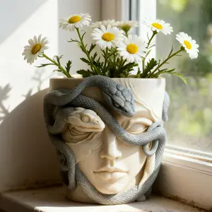 Medusa Relief Silicone Mold for Flower Pots Pot not included- Highly 3D Design Ideal for Crafting Unique Artistic Pieces
