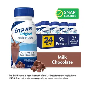 Ensure Original Nutrition Shake Pack 24 - Chocolate Flavor, 27 Vitamins & Minerals, 9g Protein, 220 Calories, Suitable for Lactose Intolerance - Drink Meal Replacement Drink Beverage Energy Chocolate