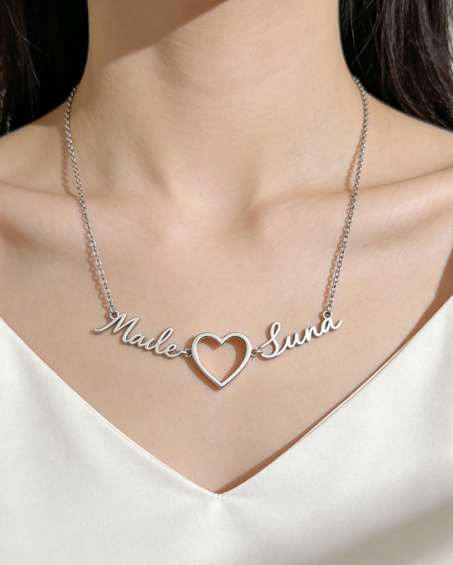 AS184 Custom Interlocking Initial Necklace,  Combined initials Gold Couple Monogram Pendant, Personalized His and Hers Letter Jewelry, Anniversary Gift for Girlfriend, Valentine's Day Present Customized Two Initials Necklace Gold Rope Chain