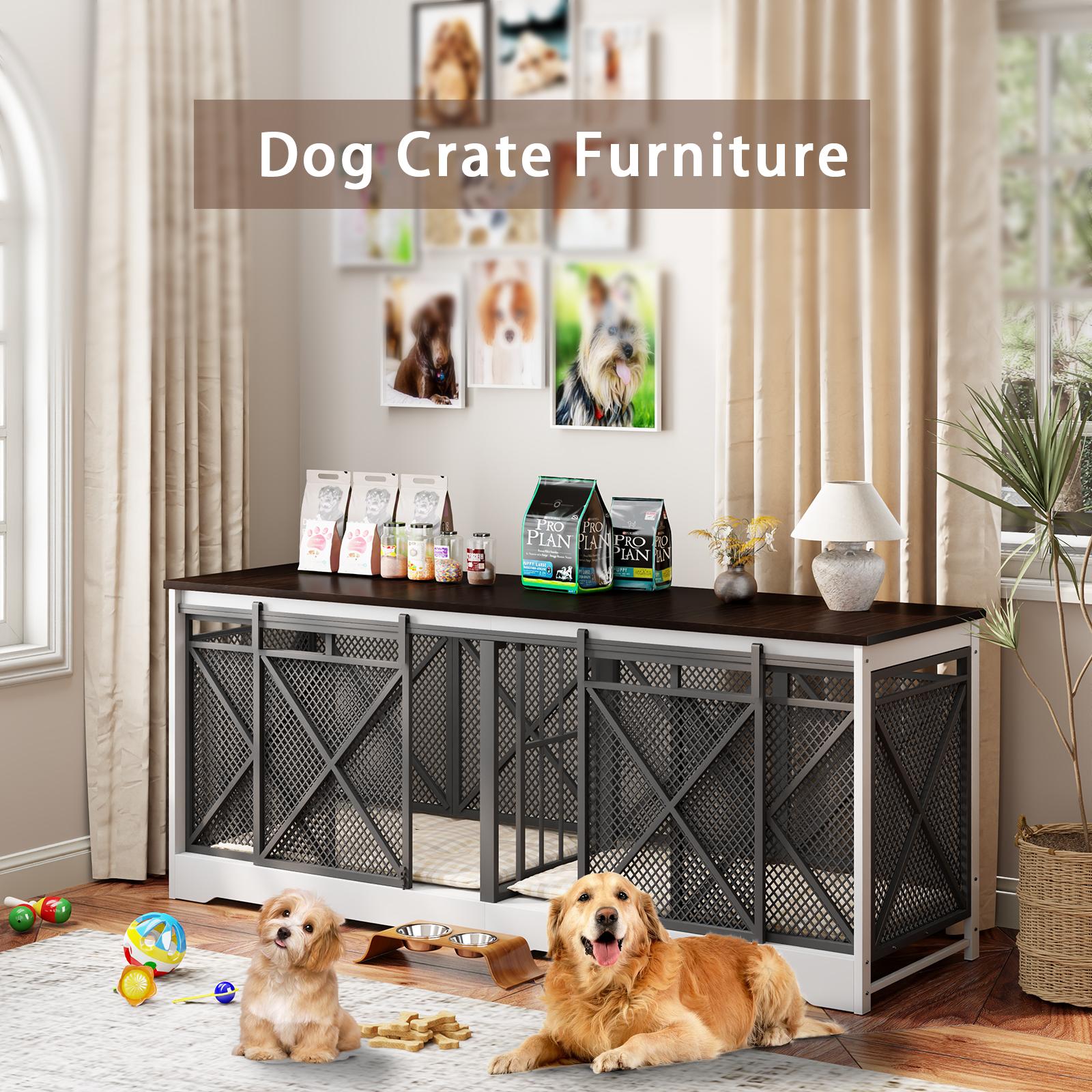 【SpringGlowUp】COZPAW 78" Dog Crate Furniture for 2 Dogs,Extra Large Breed Double Chew-Resistant Indoor Pet House,Heavy Duty Wooden XXL Large Kennel, Furniture Style XL Dog Cage, Max 300lbs Capacity (Brown) 【SpringGlowUp】COZPAW 78" Dog Crate Furniture for 2 Dogs,Extra Large Breed Double Chew-Resistant Indoor Pet House,Heavy Duty Wooden XXL Large Kennel, Furniture Style XL Dog Cage, Max 300lbs Capacity (Brown)