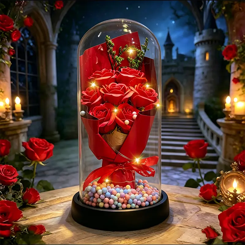 Birthday Rose gifts for Her,Women's history month Flowers gifts for Mom Women Girlfriend,Mother's day gifts for Women,Valentines gifts for wife,Colorful Light Up Rose in A Glass Dome,Anniversary Christmas roses gift for wife daughter