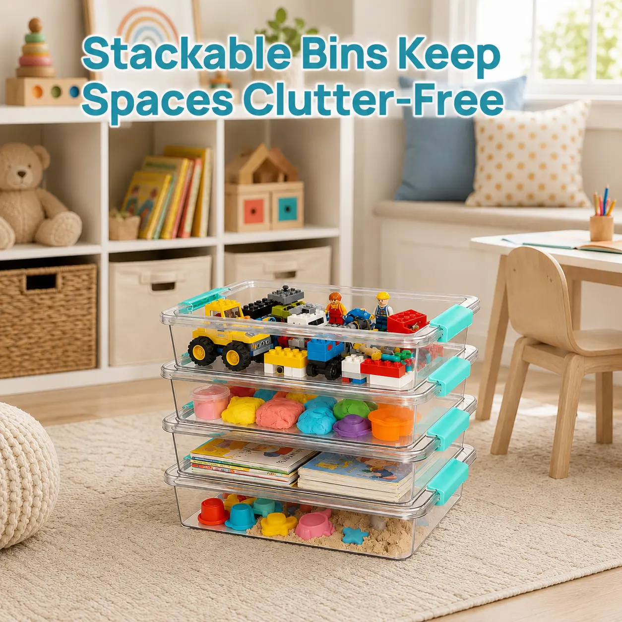 【Playroom Organizer】Vtopmart 6 Qt Plastic Storage Bins with Lids, Clear Sensory Bins, Arts Crafts Organizers and Storage, Stackable Containers for Home Office and School Supplies, DealsForYouDays, summerwins,dorm essentials,home decor