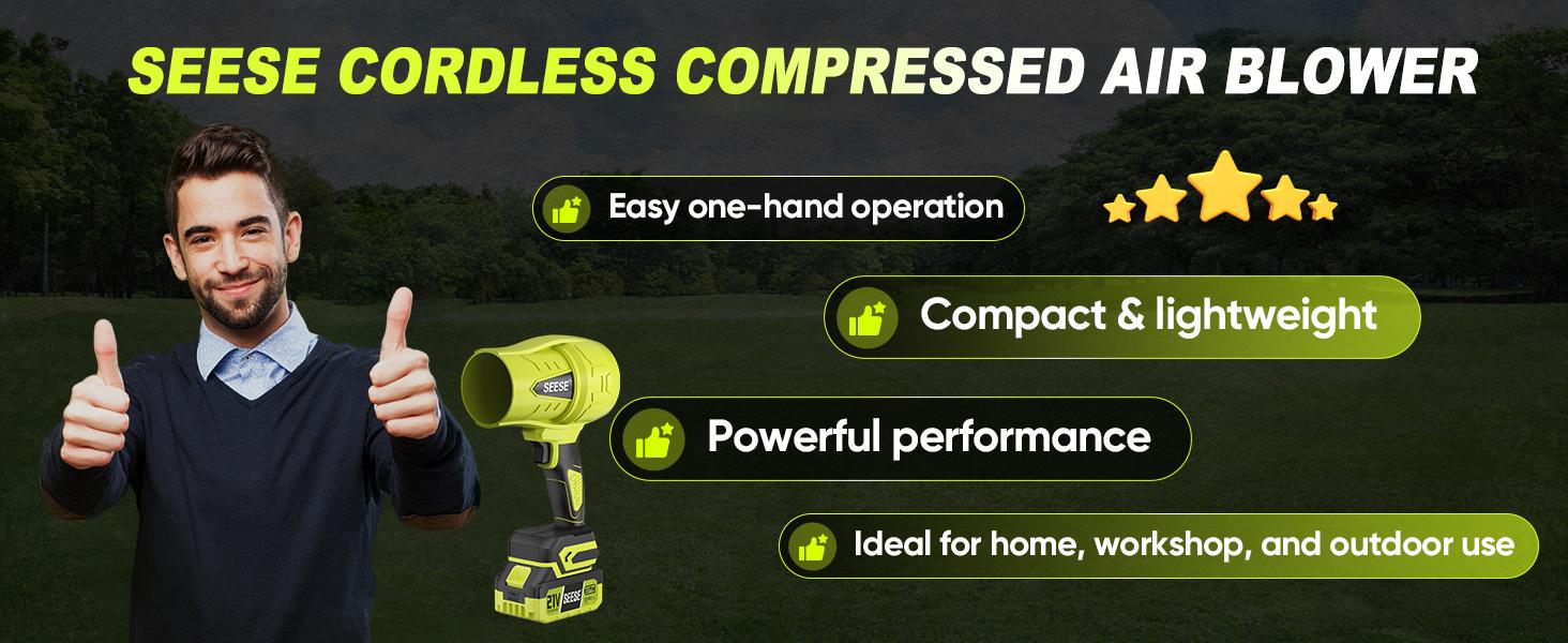 SEESE Turbo Jet Blower,Leaf Blower, Violent Turbo Fan, Pure Copper Motor,Car Drying After Wash, Handheld Snow Blower,Cordless Turbo Power Air Duster,Home Improve,Garden Mainte Holiday gifts