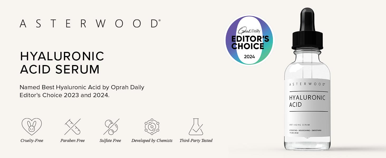 Asterwood Hyaluronic Acid Serum for Face | Hydrating & Plumping Anti-Aging Serum for Dry & Sensitive Skin | Fragrance-Free, Vegan Skincare