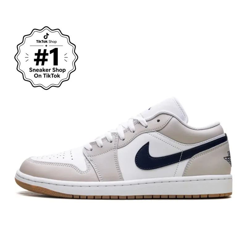 Nike Air Jordan 1 Low Georgetown Men’s Classic Athletic Sports Shoes, Daily Casual Fashion Walking Footwear, Walking Shoes, Sneakers, Closed, White/Neutral Grey/Gum Medium Brown/Midnight Navy