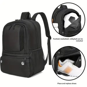 30L Lightweight Breathable Sports Backpack | Large Capacity Gym Bag with Shoe Compartment - Durable for Football, Basketball, Volleyball, Travel, School & Workouts (Gray/Blue/Black), Travel Sports Bag | Organized Storage Design | Mesh Pocket Storage