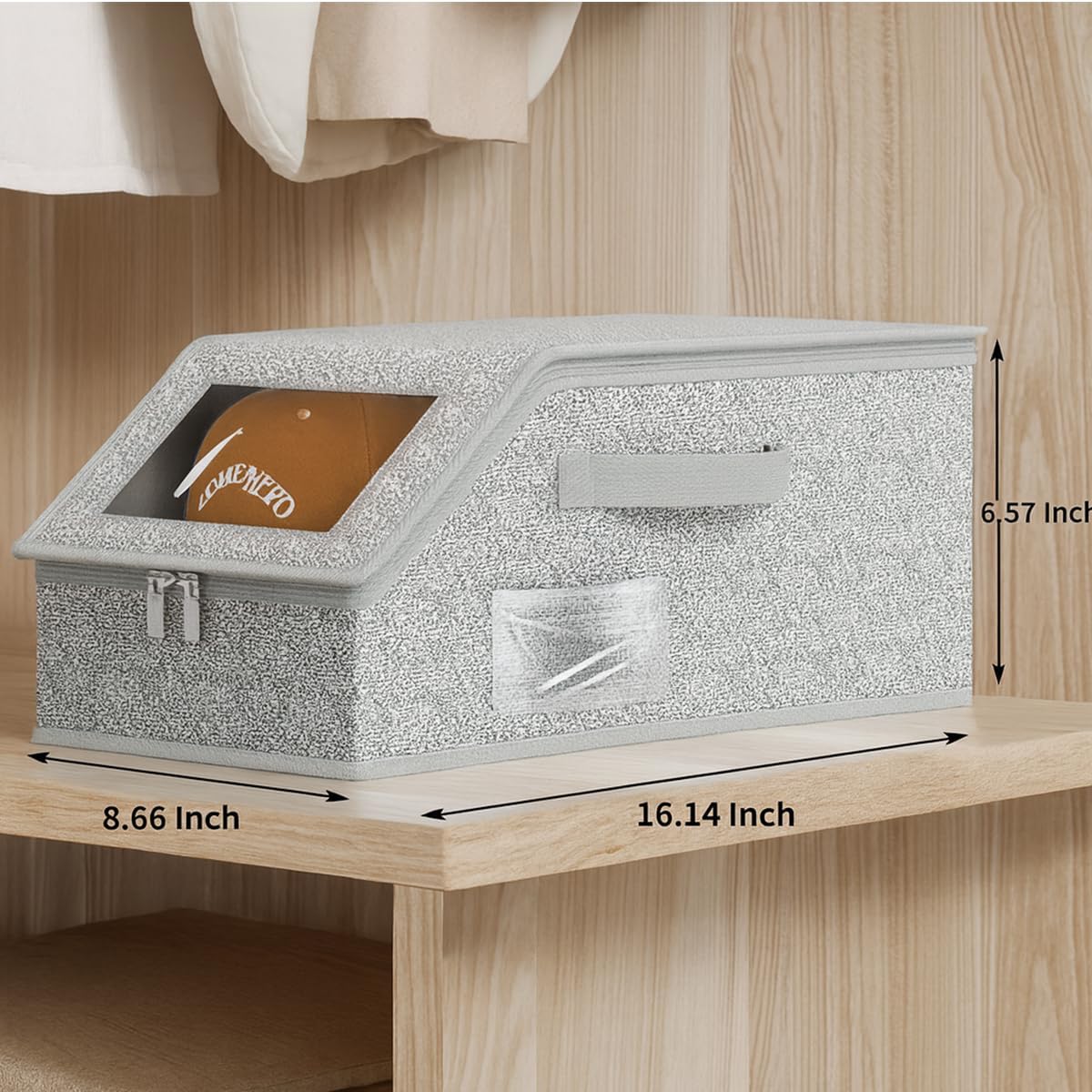 stackable baseball cap storage box , Large-Capacity Hat Storage, Can Hold 12 Baseball Caps, Stackable Hat Organizer, With Transparent Display Window, Zipper Closure, Foldable Closet Organizer,