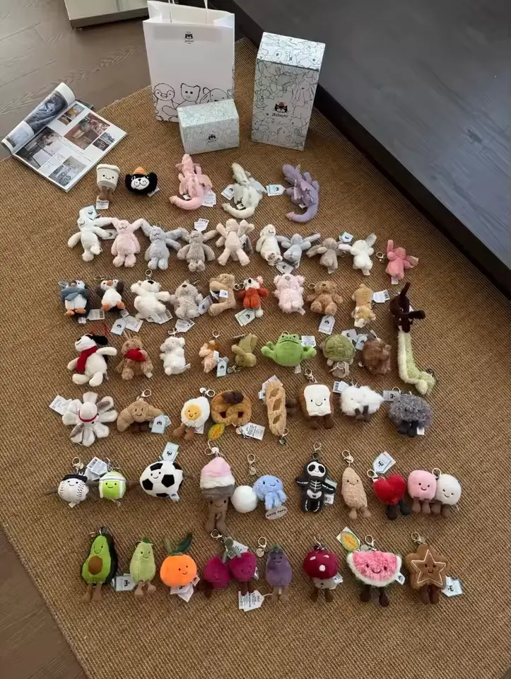 Jellycat Plush Keychain 2026 Cute Collection, Super Soft Kawaii Stuffed Animal Bag Charm, Backpack Pendant, Birthday Christmas Back to School Gift