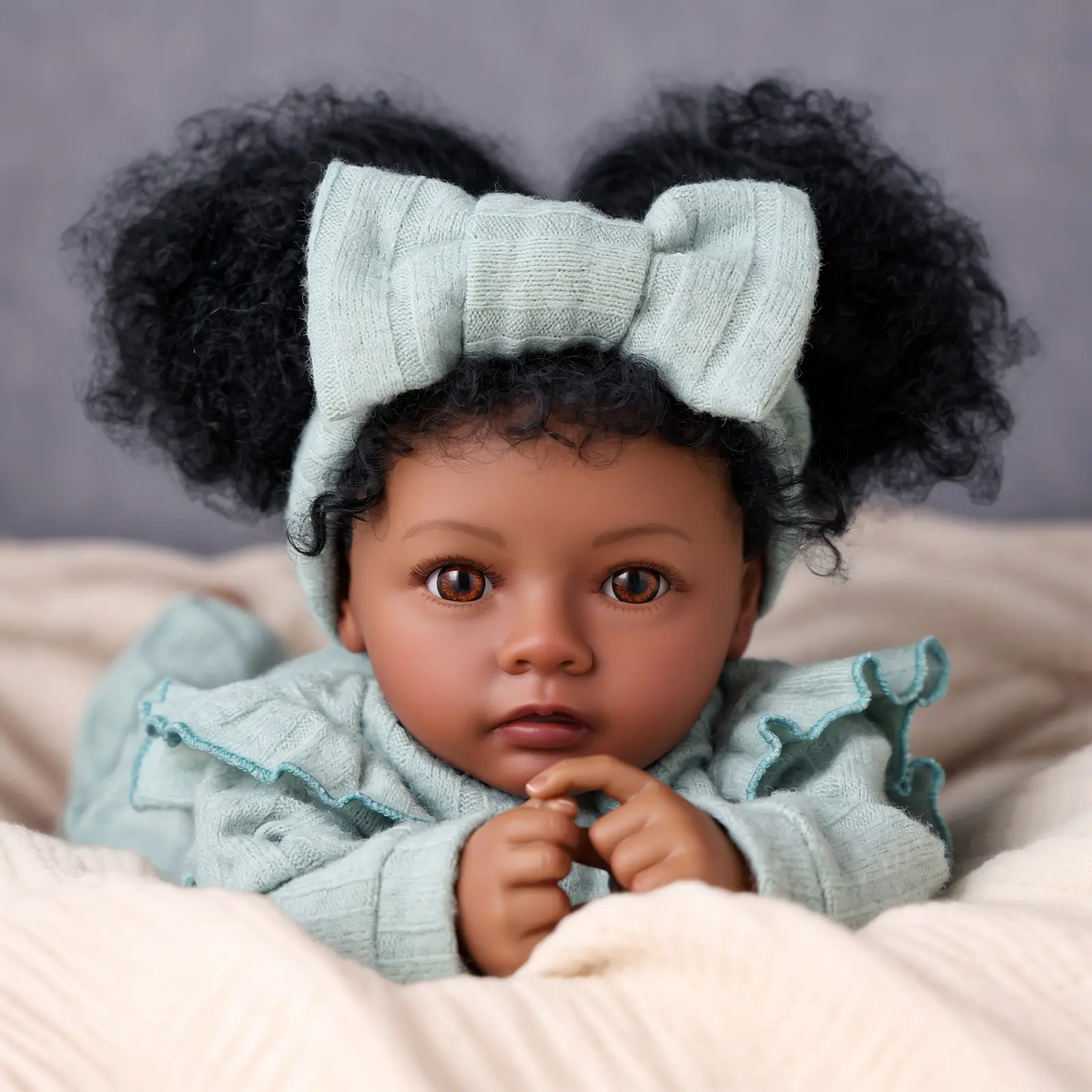#backtoschool BABESIDE 20" 8-Piece Reborn Doll Set with Cloth Body & Vinyl Dark Skin Includes Gift Box and Feeding Accessories Perfect for Christmas New Year Birthday Gifts