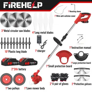 Electric Weed Wacker Cordless Eater Battery Powered Weed Trimmer lawn trimmer with 2pcs 6000mAh Batteries and Charger Stringless Grass Trimmer/Brush Cutter for Lawn Yard,for Valentine’s Day Gift