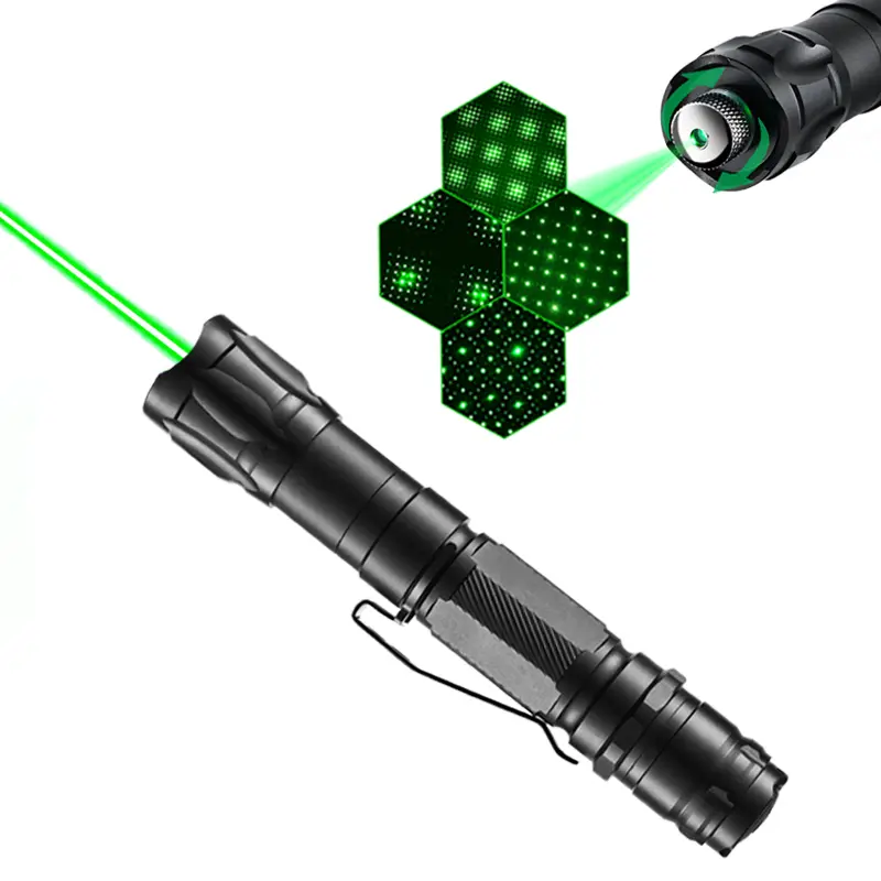 Cat Toy Rechargeable Green Presentation Pointer with Kaleidoscope Cap, Adjustable Focus, Aluminum Alloy Body, Pocket Clip, Charger and Storage Case, Kaleidoscope Light, With Charger