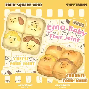 Slow Rising Squishy - Cry Baby Four Piece Bread【Sweet Bakery Scent】100g Mellow Lab x Sweetbuns Stress Relief Toy