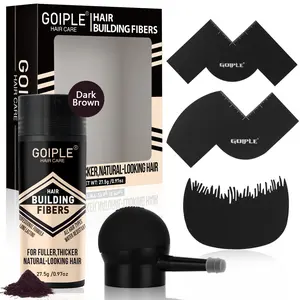 Men's Hair Building Fibers Set and Spray Instant Hair Thickening Powder Natural Haircare Professional Styling Hairline Enhancer (Dark Brown)