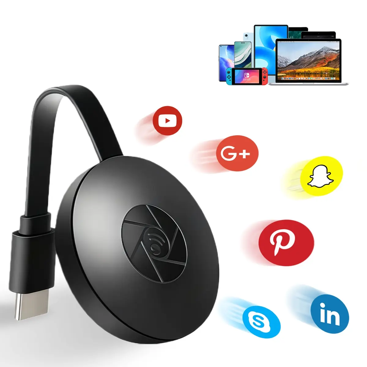 1080P Wireless HDMI Screen Mirroring Dongle, 2.4G WiFi Cast Adapter Plug and Play No App Required, Compatible with iOS Android Laptop to TV Projector Monitor, Portable Electronic Gadgets