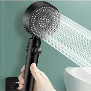 Five-speed Booster Shower Head One-button Water Stop Water-saving Water Pressure Adjustment Shower Head Bathroom Shower Set