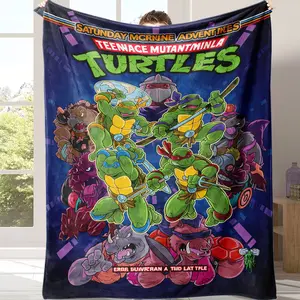Countdown Sale! Ninja Turtle Blanket, Cool Design Showcases Ninja Turtles, Sofa Throw Blanket, Soft Bed Blanket, Collectible Item, Don't Miss Out on This Action-Packed Accessory!Suitable for giving as gifts to friends, parents and children