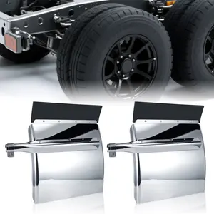 24" x 27" Quarter Fenders Set for Semi Truck, 430 Stainless Steel, Tube Bracket and Mounting Hardware, Right Left, Fit for Semi Truc