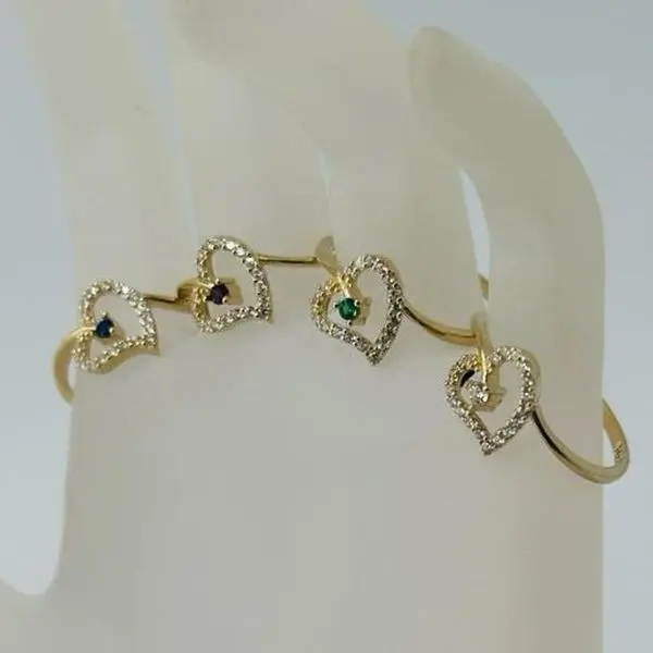 Oroconda Jewelry 14K Gold Pavé Open Heart Ring with Multicolor Gemstone Detail